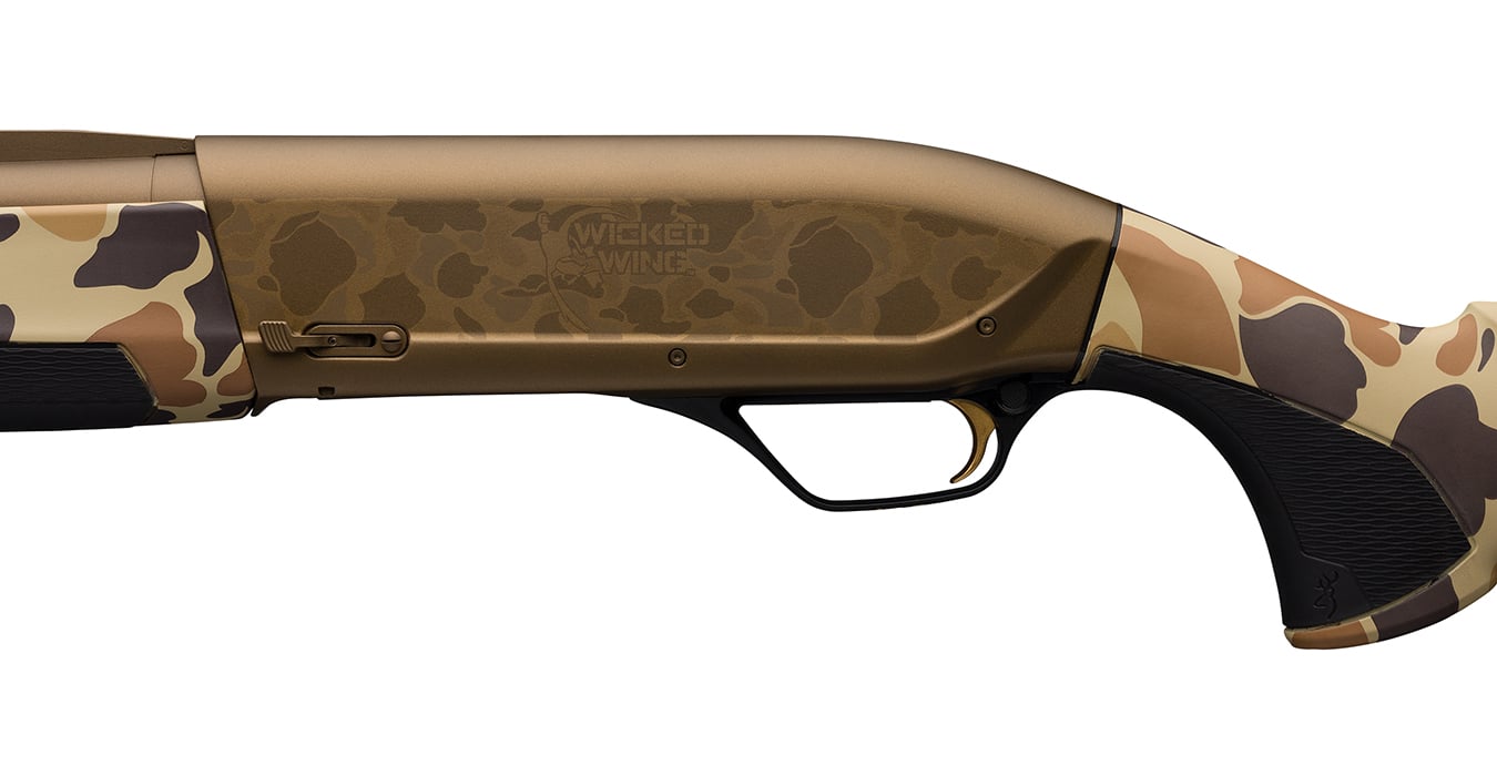 BROWNING FIREARMS Maxus II Wicked Wing 12 Gauge Semi-Auto Shotgun with 26 Inch Barrel and Vintage Tan Camo Stock